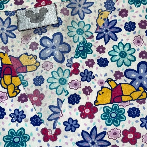 Disney Winnie the Pooh Spring Flowers Scrub Top Large - Picture 3 of 7